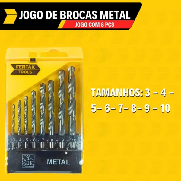 BROCA METAL JOGO COM 8 PECAS FERTAK - Image 2