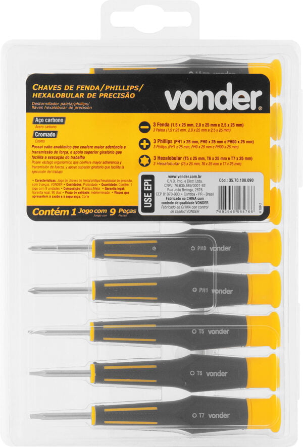Jogo de chaves de precisão, com 9 peças, VONDER - Image 3